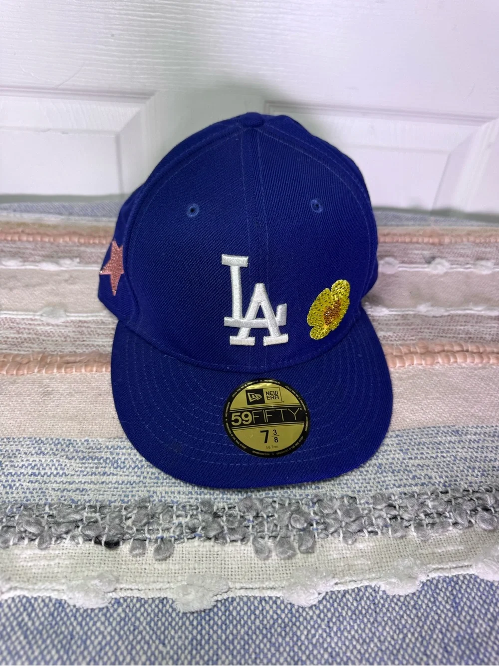 New Era LA Dodgers Fitted Cap in Royal Blue with Embroidered Patches